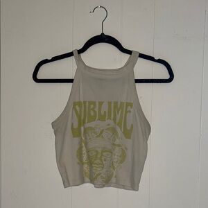 American Eagle Outfitters Cream Graphic Tank Top